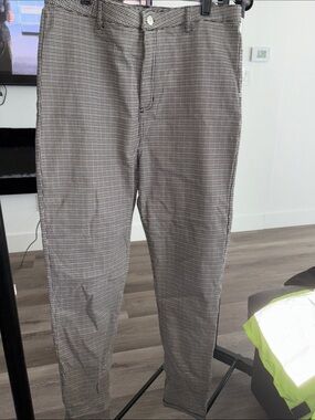 Shinestar Black & White Micro-Check Slim Trousers